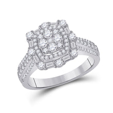 14k White Gold Womens Round Diamond Cluster Ring 1 Cttw
