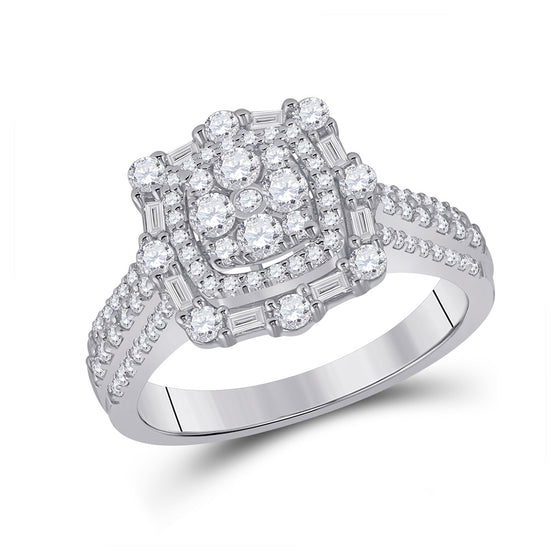 14k White Gold Womens Round Diamond Cluster Ring 1 Cttw