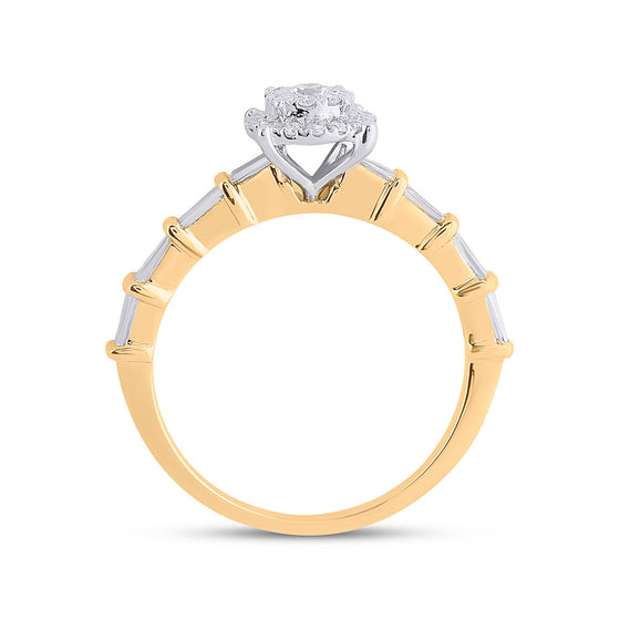 14k Yellow Gold Round Diamond Bridal Wedding Ring Band Set 1 Cttw