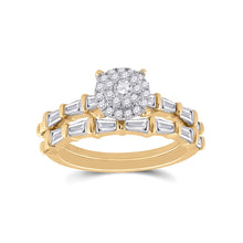  14k Yellow Gold Round Diamond Bridal Wedding Ring Band Set 1 Cttw