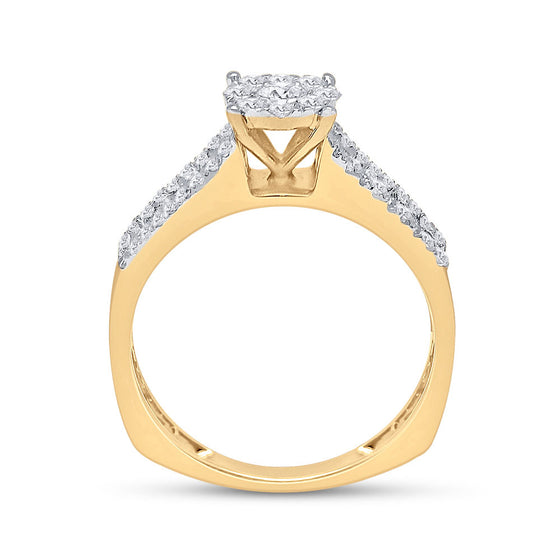 14k Yellow Gold Round Diamond Bridal Wedding Ring Band Set 1 Cttw