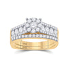 14k Yellow Gold Round Diamond Bridal Wedding Ring Band Set 1 Cttw