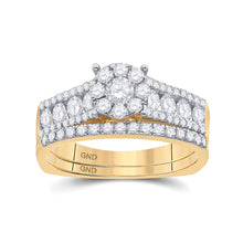  14k Yellow Gold Round Diamond Bridal Wedding Ring Band Set 1 Cttw
