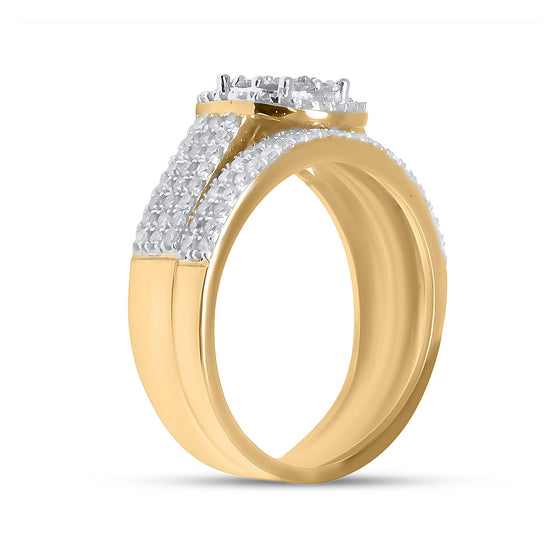 14k Yellow Gold Round Diamond Bridal Wedding Ring Band Set 3/4 Cttw