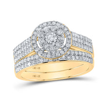  14k Yellow Gold Round Diamond Bridal Wedding Ring Band Set 3/4 Cttw