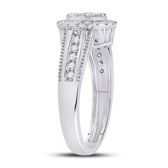 14k White Gold Womens Round Diamond Cluster Ring 5/8 Cttw