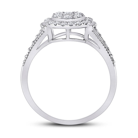 14k White Gold Womens Round Diamond Cluster Ring 5/8 Cttw