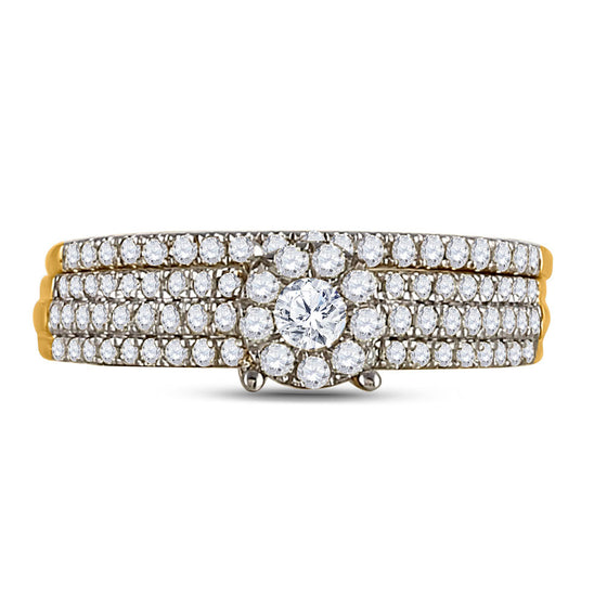 14k Yellow Gold Round Diamond Bridal Wedding Ring Band Set 1/2 Cttw
