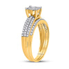 14k Yellow Gold Round Diamond Bridal Wedding Ring Band Set 1/2 Cttw