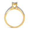 14k Yellow Gold Round Diamond Bridal Wedding Ring Band Set 1/2 Cttw