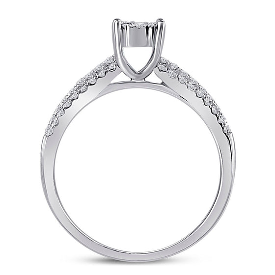 14k White Gold Round Diamond Bridal Wedding Ring Band Set 1/2 Cttw