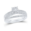 14k White Gold Round Diamond Bridal Wedding Ring Band Set 1/2 Cttw