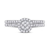 14k White Gold Round Diamond Cluster Bridal Wedding Ring Band Set 1/2 Cttw