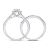 14k White Gold Round Diamond Cluster Bridal Wedding Ring Band Set 1/2 Cttw