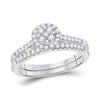 14k White Gold Round Diamond Cluster Bridal Wedding Ring Band Set 1/2 Cttw
