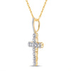 10k Yellow Gold Mens Round Diamond Cross Charm Pendant 3/4 Cttw