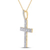 10k Yellow Gold Mens Round Diamond Cross Charm Pendant 1-1/5 Cttw