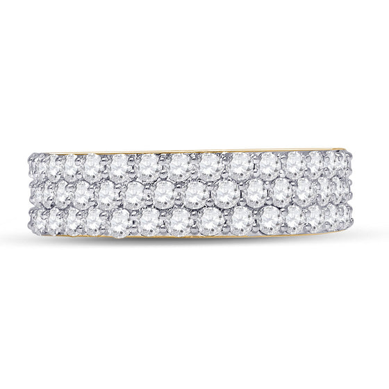 14k Yellow Gold Mens Round Diamond Pave Band Ring 2-7/8 Cttw