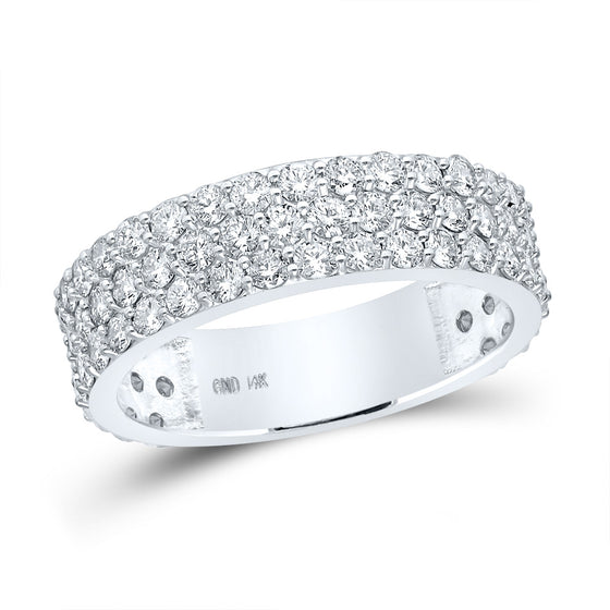 14k White Gold Mens Round Diamond Pave Band Ring 2-7/8 Cttw