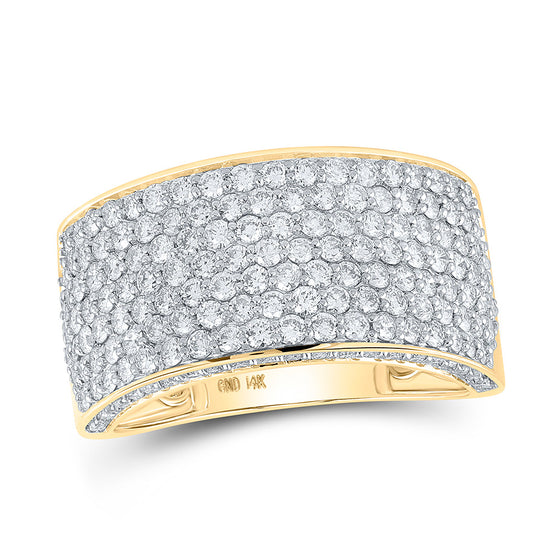 14k Yellow Gold Mens Round Diamond Pave Band Ring 3-1/5 Cttw