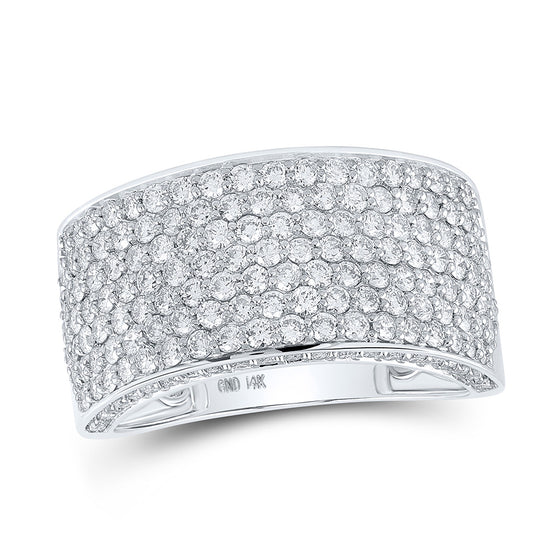 14k White Gold Mens Round Diamond Pave Band Ring 3-1/5 Cttw