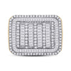 10k Yellow Gold Mens Baguette Diamond Rectangle Fashion Ring 2-1/3 Cttw