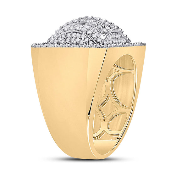 10k Yellow Gold Mens Baguette Diamond Rectangle Fashion Ring 2-1/3 Cttw