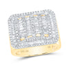 10k Yellow Gold Mens Baguette Diamond Rectangle Fashion Ring 2-1/3 Cttw