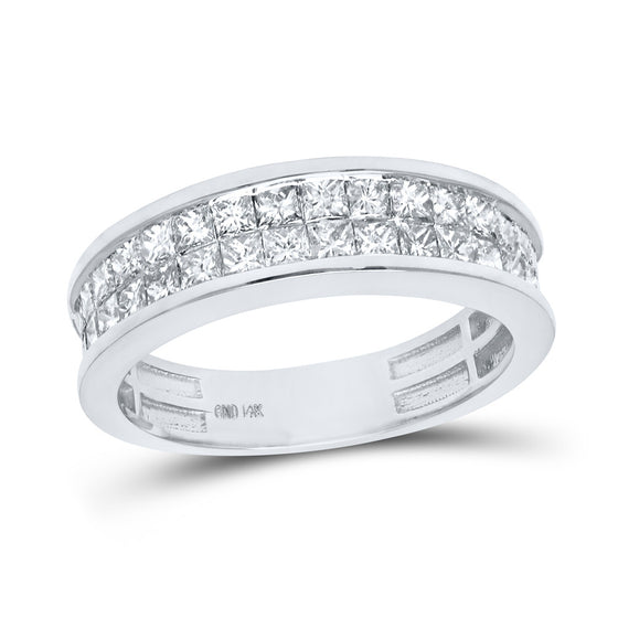 14k White Gold Womens Princess Diamond Band Ring 1-1/4 Cttw