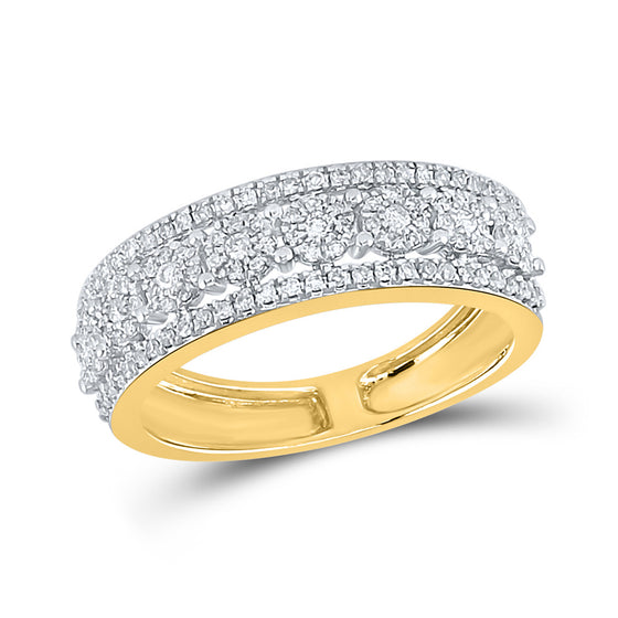 14k Yellow Gold Womens Round Diamond Band Ring 1/3 Cttw