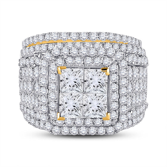 14k Yellow Gold Princess Diamond Square Bridal Wedding Ring Band Set 5 Cttw