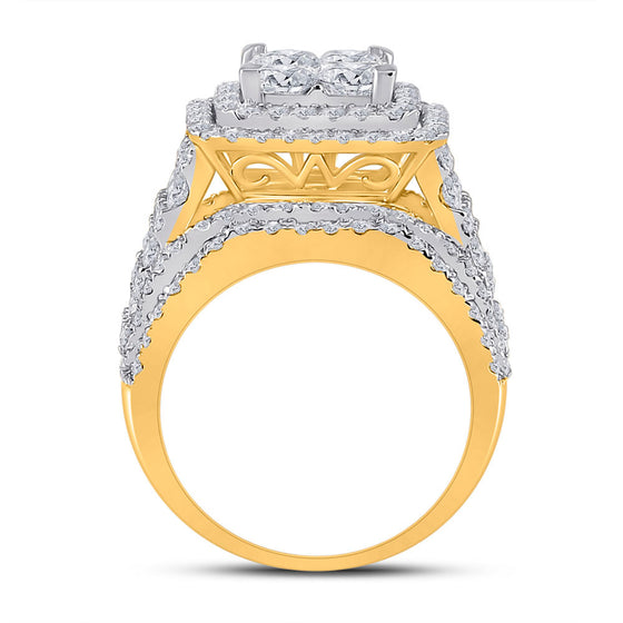 14k Yellow Gold Princess Diamond Square Bridal Wedding Ring Band Set 5 Cttw