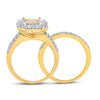 14k Yellow Gold Princess Diamond Bridal Wedding Ring Band Set 2 Cttw