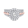 14k Two-tone Gold Oval Diamond Bridal Wedding Ring Band Set 1 Cttw