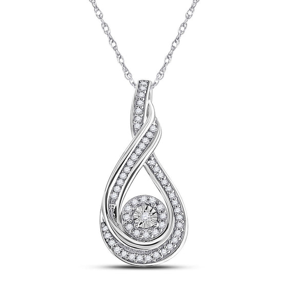 10k White Gold Womens Round Diamond Fashion Pendant 1/4 Cttw