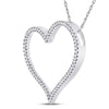 10k White Gold Womens Round Diamond Heart Pendant 1/5 Cttw