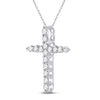14k White Gold Womens Round Diamond Cross Pendant 1/2 Cttw