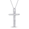 14k White Gold Womens Round Diamond Cross Pendant 3/4 Cttw