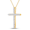 14k Yellow Gold Womens Round Diamond Cross Pendant 1-1/2 Cttw