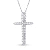14k White Gold Womens Round Diamond Cross Pendant 1 Cttw