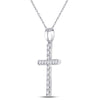 10k White Gold Womens Round Diamond Cross Pendant 1/3 Cttw