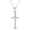 10k White Gold Womens Princess Diamond Cross Pendant 1/6 Cttw