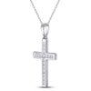 10k White Gold Womens Princess Diamond Cross Pendant 1/3 Cttw