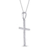 10k White Gold Womens Round Diamond Cross Pendant 1/10 Cttw