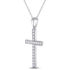 10k White Gold Womens Round Diamond Cross Pendant 1/4 Cttw