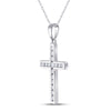 10k White Gold Womens Round Diamond Cross Pendant 1/4 Cttw