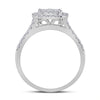 10k White Gold Round Diamond Square Halo Bridal Wedding Ring Band Set 1 Cttw