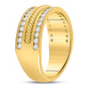 14k Yellow Gold Mens Round Diamond Wedding Rope Band Ring 3/4 Cttw