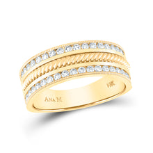  14k Yellow Gold Mens Round Diamond Wedding Rope Band Ring 3/4 Cttw