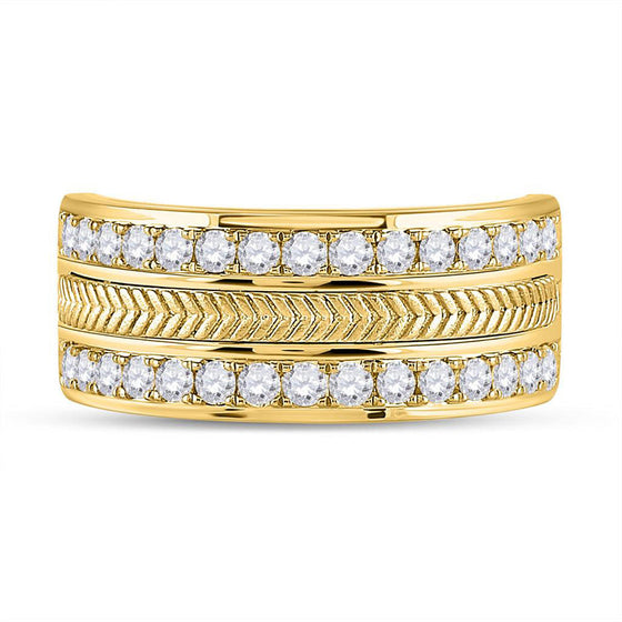 14k Yellow Gold Mens Round Diamond Wheat Wedding Band Ring 1 Cttw